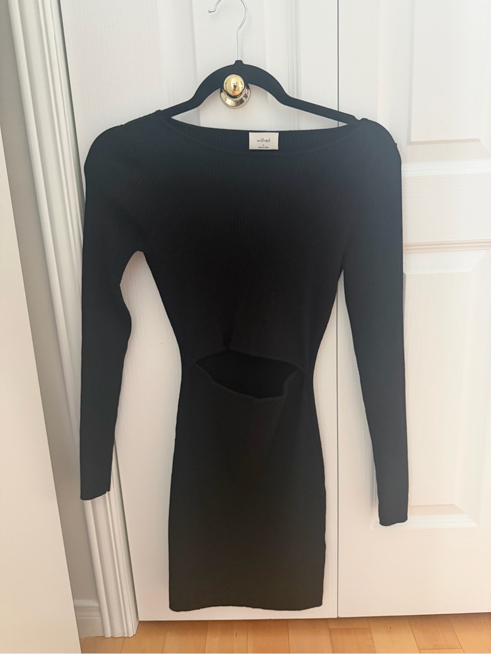 Wilfred Black Long Sleeve Cutout Bodycon Dress